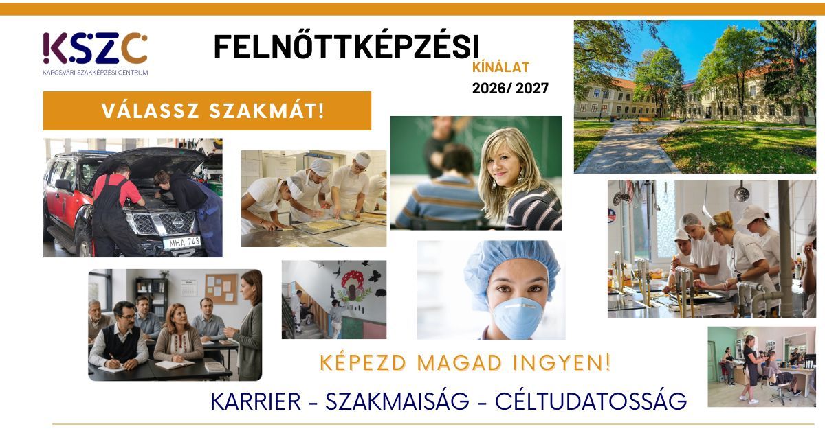 Új szakma, új lehetőség – megjelent a KSZC felnőttképzési kínálata