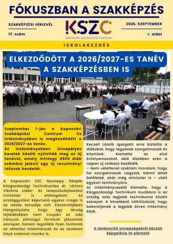 Megjelent a Fókuszban a szakképzés szeptemberi száma